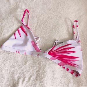 Pink Palm Leaf Bikini Top